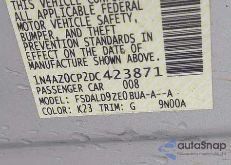 2013 Nissan Leaf Sv z USA, uszkodzony, nr VIN 1N4AZ0CP2DC423871